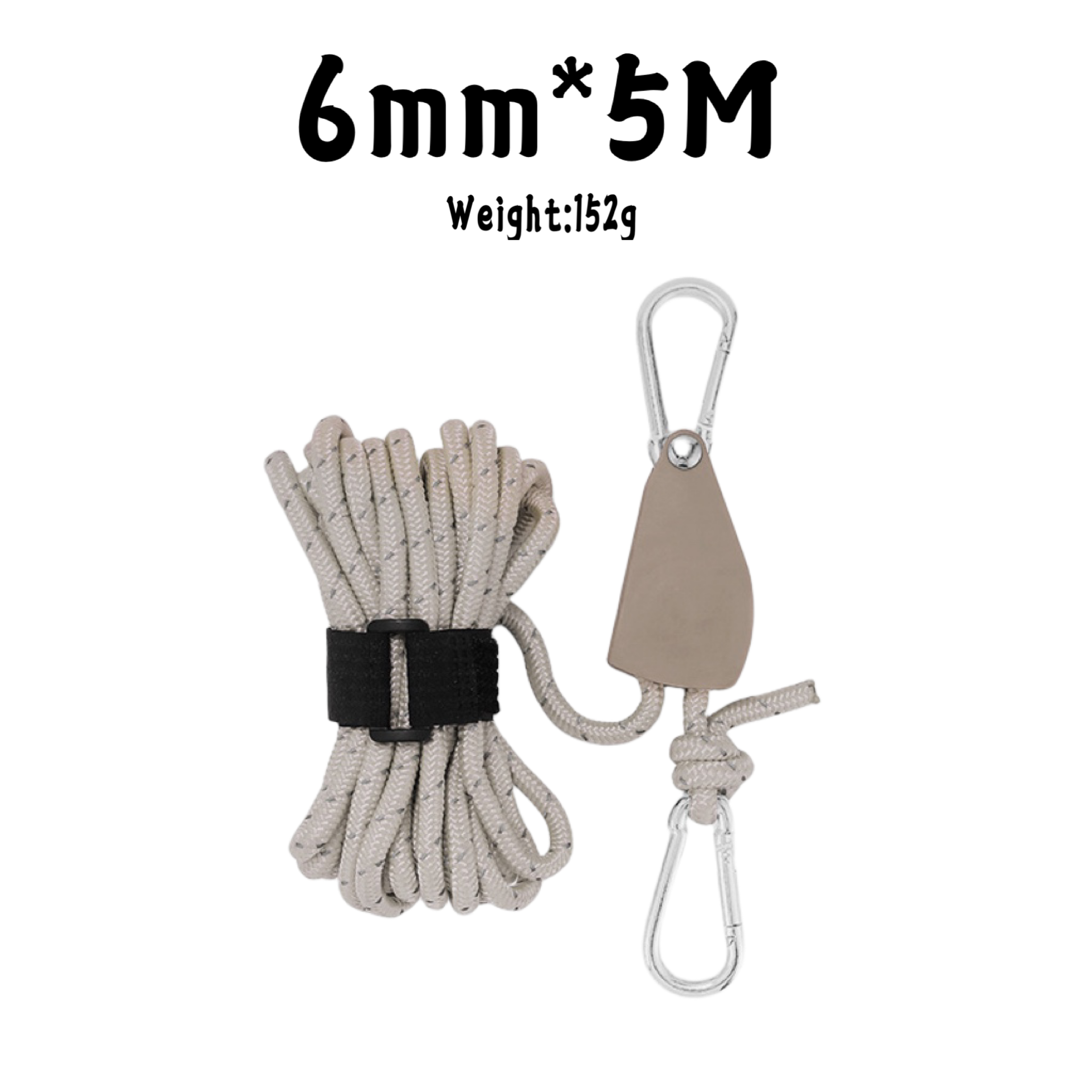 4/5M Camping Touw Tent Verstelbaar Touw Sluiting Vaste Gesp Poelie Spanner Ratelhangers Lampjes Camping Luifel Windtouw: Donker Kaki