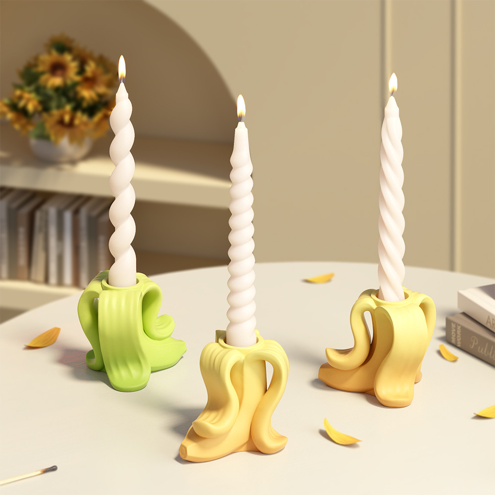 Portavelas de plátano, moldes de silicona para decoración del hogar, candelabro, yeso, cemento, artesanía, adorno de fruta, molde de resina