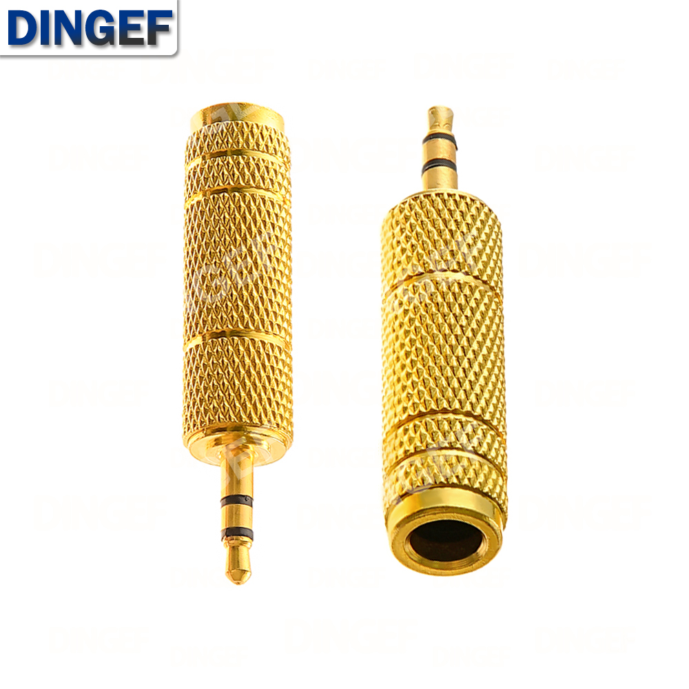 1 SZT. Złoty adapter audio Słuchawkowy stereofoniczny 6,3 mm 1/4\" Wtyk Męnarty na 3,5 mm 1/8\" Gniazdo Żeńskie Mikrofon: Ciemnoszary