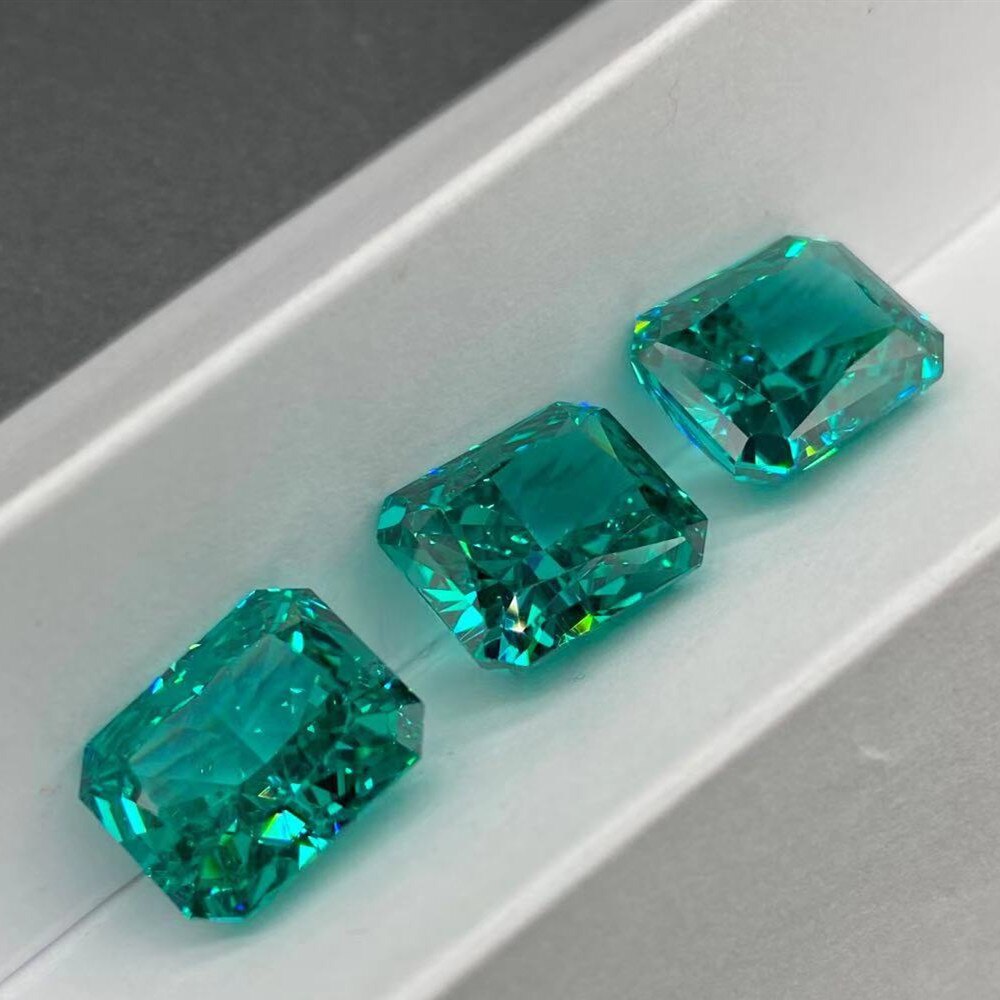 Paraiba Turmalin Eis Blume schneiden Rechteckige Fase Edelstein Reddy Schmuck Zubehör Nackt Stein