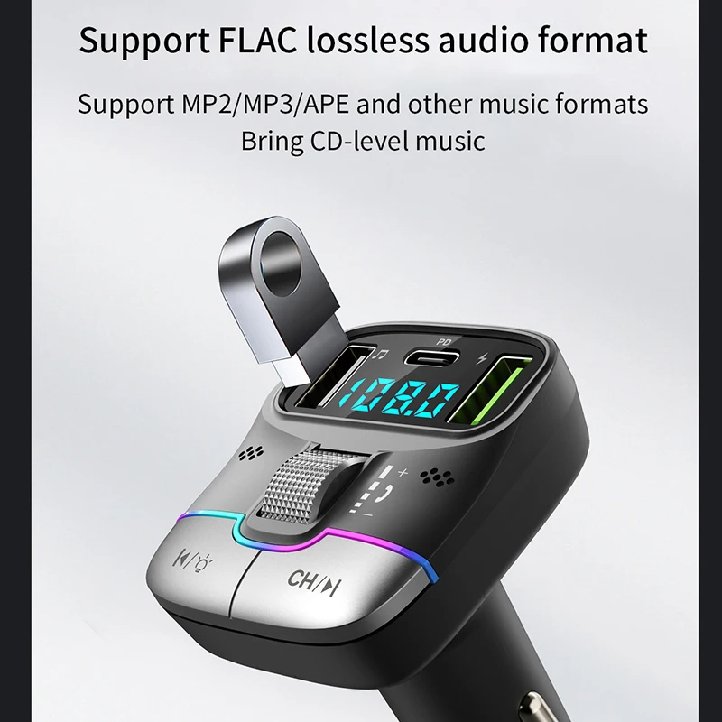 Xiaomi FM Absender Bluetooth 5.4 Freisprecheinrichtung Auto AUX Radio Modulator MP3 Spieler mit Schnellladeadapter Autozubehör