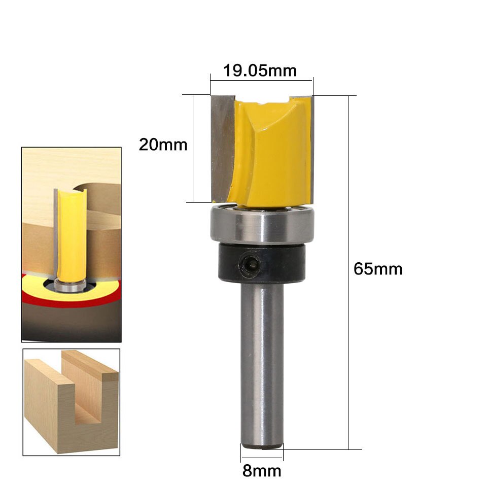 Vack 8mm skaft 3/4 " skabelon trim hængsel borefræser bit lige endefræser trimmer rengøring flush trim tapfræser til træ