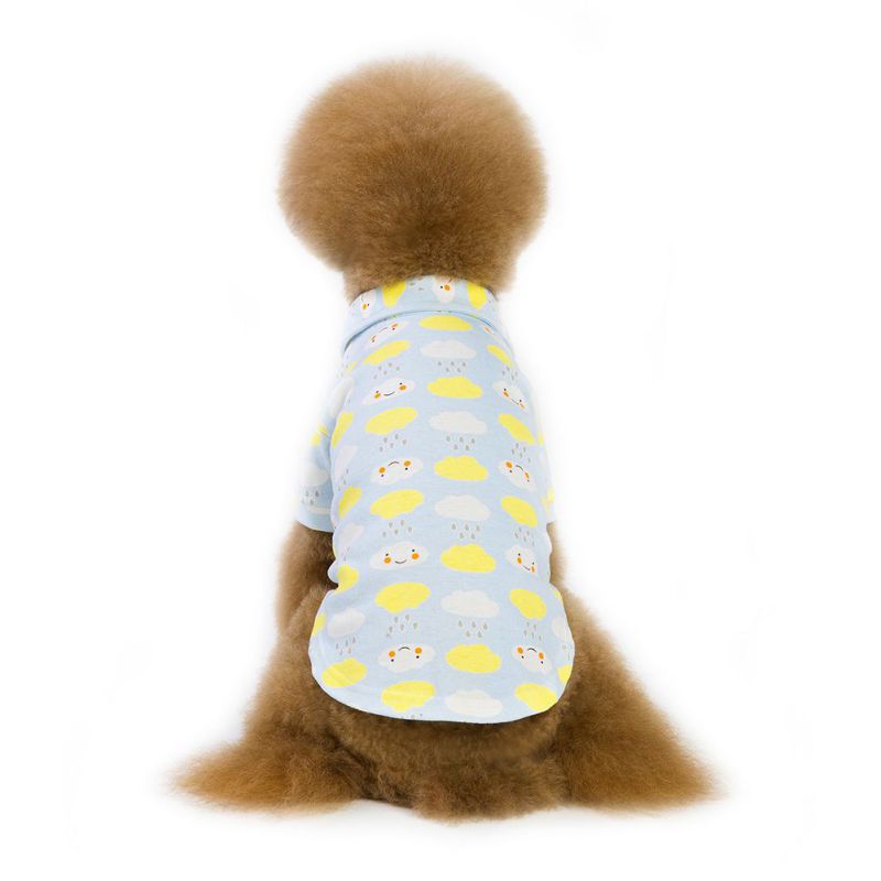 Cloud Gedrukt Hond Vesten Katoen Puppy Kleding T Shirts Hond Zomer Kleding Voor Teddy Kleine Streep vest: Sky Blue / S