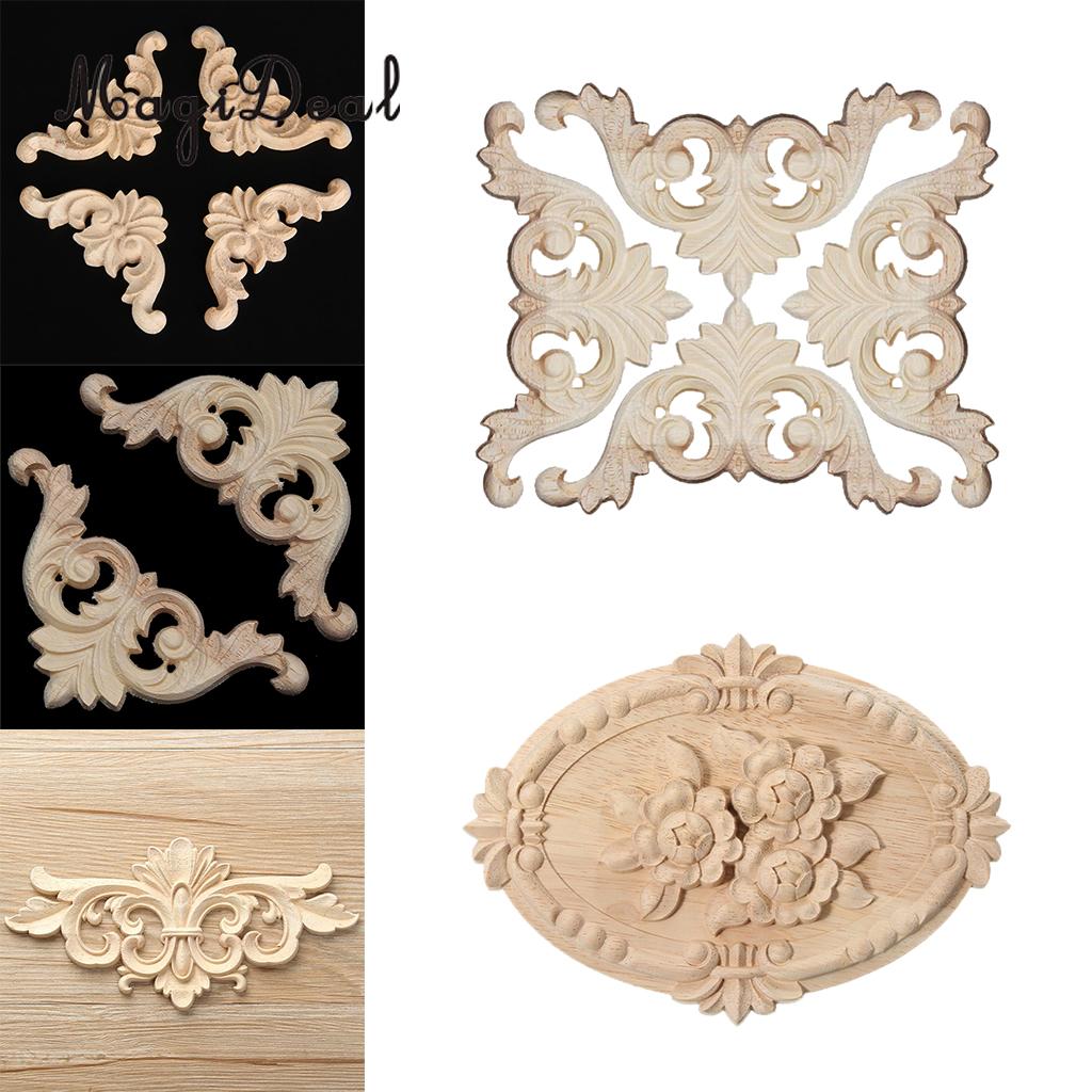 3D Hout Gesneden Hoek Onlay Meubilair Home Decoratie Kozijn Spiegel Frame Wood Craft Unpainted Applique