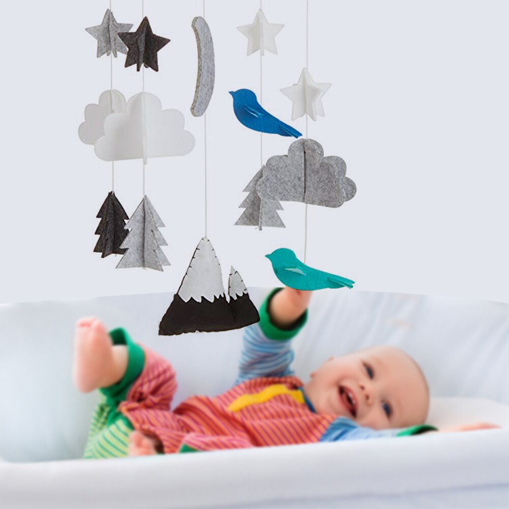 16 Patterns Shape Baby Crib Mobile Stars Clouds Birds Moon Snowy Mountain Baby Ceiling Hanging Nursery Decor