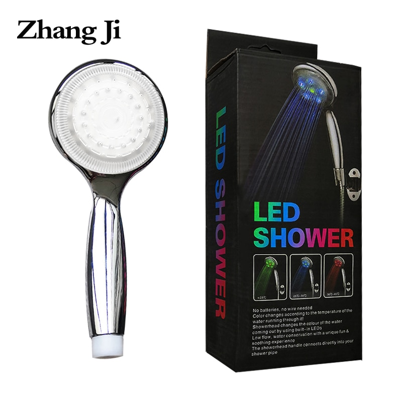 ZhangJi LED Handheld Douchekop 3 Kleuren Temperatuurregeling Gieter met Kleurrijke Doos