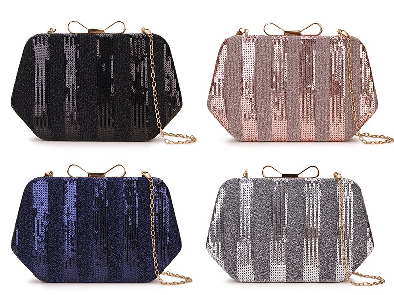 Luksus sommerfuglspenne kvinner paljetter stripete vesker og vesker fest bryllup clutch bag skulder kjede bag mini bolsa