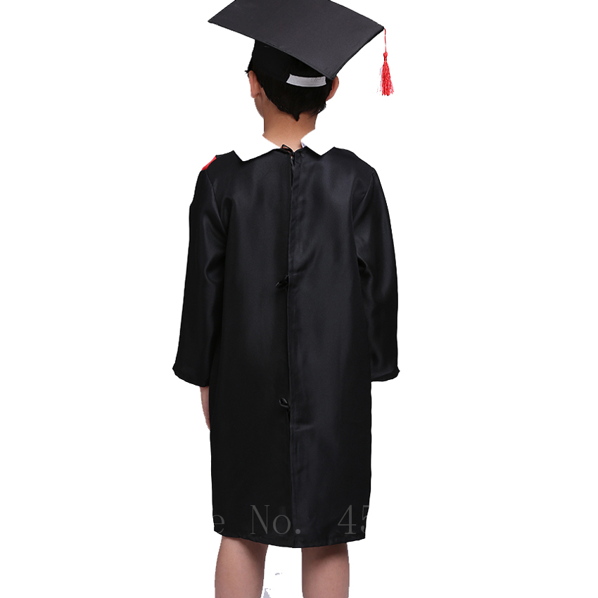 110-160cm Children Academic Graduation Costumes Gown Students Bachelor School Uniforms Photography Team Wear Robe with Cap