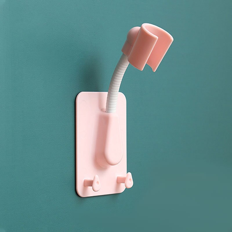 Universal Adjustable Shower Bracket Holder Color Plastic Shower Head Stand Holder Wall-Sticky Bath Rack Batheroom Holder: Pink