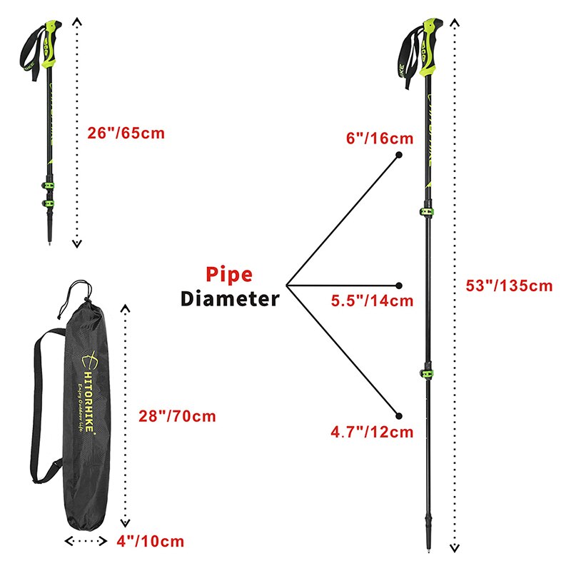 Nordic Walking Poles Trek Pole 280g/pc 7075 Aluminum Telescopic