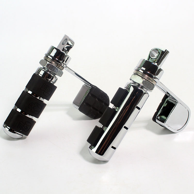 Cherk Chrome crâne Anti-Vibe repose-pieds monture mâle repose-talon pour Harley Davidson DYNA FXDF FAT BOB FXDC FXDX Sportster XL Softail