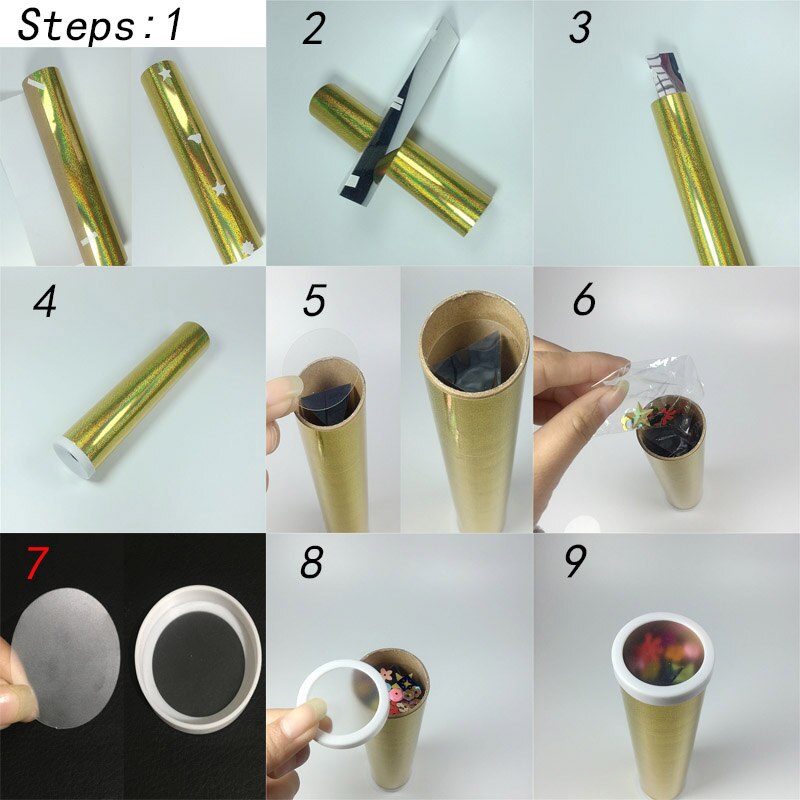 1 Set Science Educatief Speelgoed Craft Diy Gekleurde Roterende Caleidoscoop Kits Kid Brain Handen-Ogen Samenwerking Training Speelgoed Klassieke