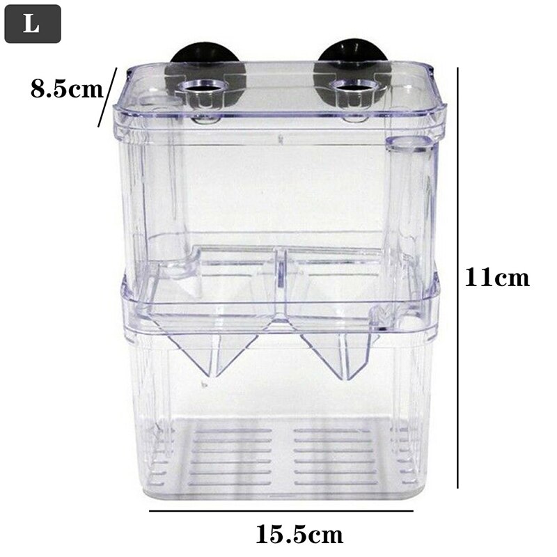 Aquarium Breeding Box Self-floating Fish Tank Guppy Double Rearing Trap Box Hatchery Acrylic Isolation Box Hatching Pet Supplies: L