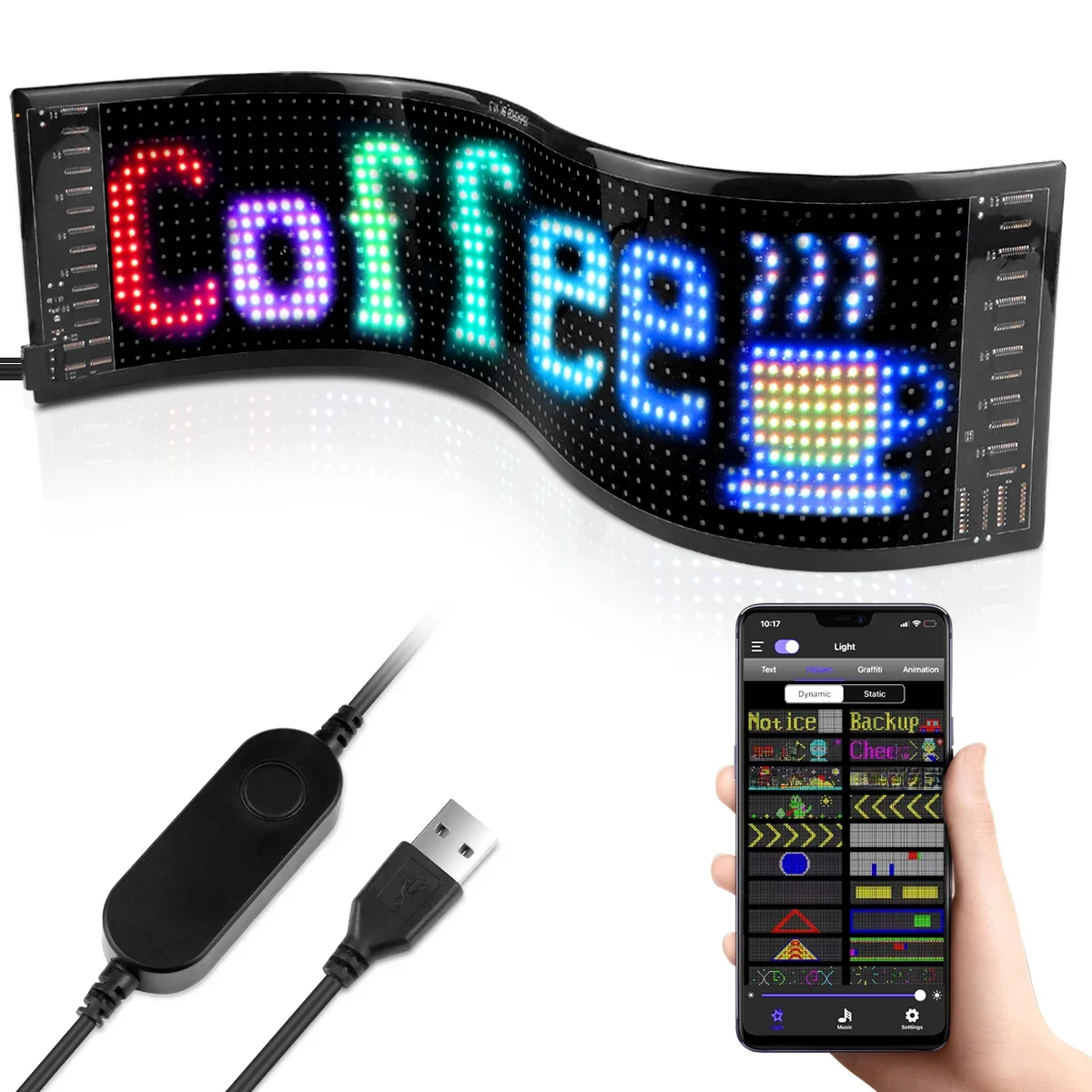 Scrollende reklame led-skilt led-øjne til lastbil usb-appstyring brugerdefineret tekstmønster programmerbart display lastbil bil djævleøje