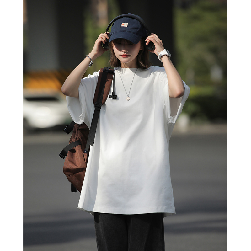 Camiseta informal de algodón puro de gran tamaño para mujer, ropa de calle japonesa de talla grande 5XL, camiseta de manga corta de Color sólido a la