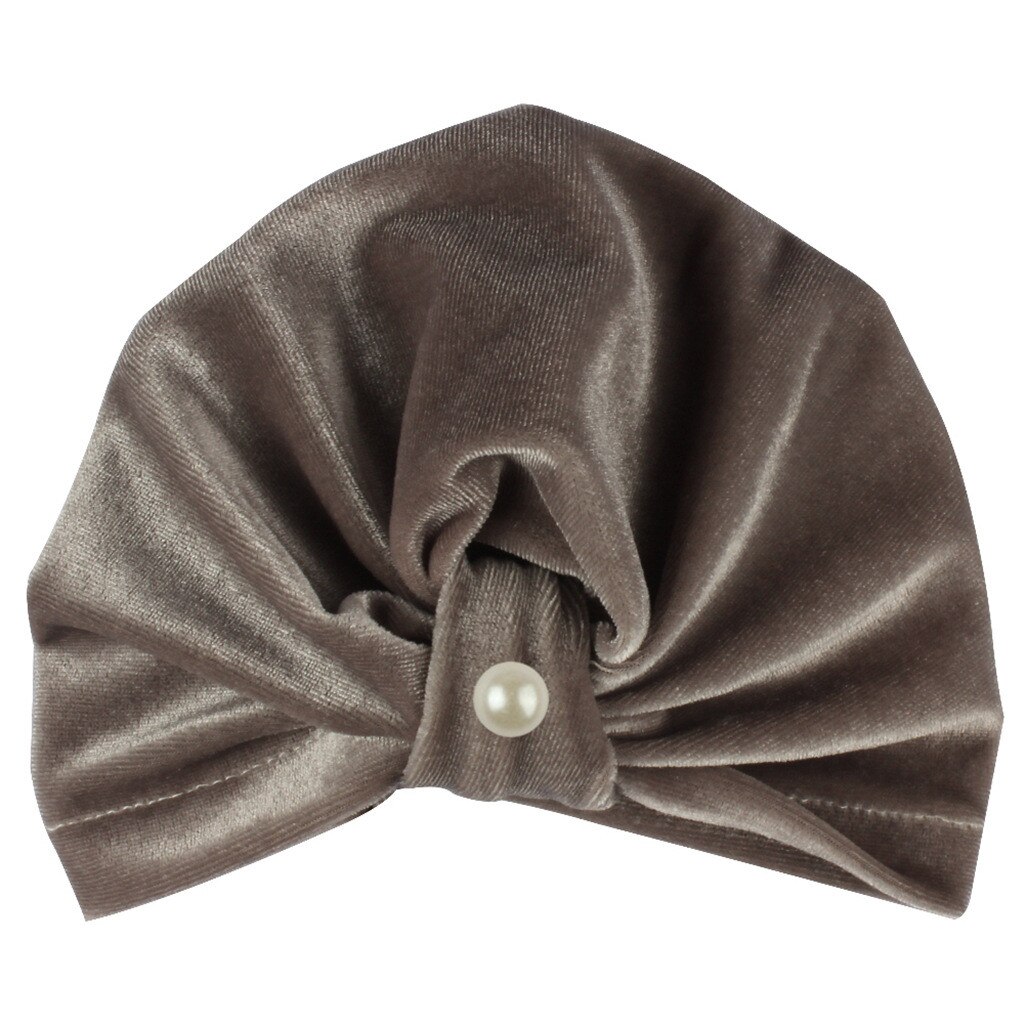 Gorro indio dorado de terciopelo con nudo para niños, Bandanas para niñas y bebés, turbante, diadema con bandas para la cabeza del cabello, accesorios, gorro, Z301: GY