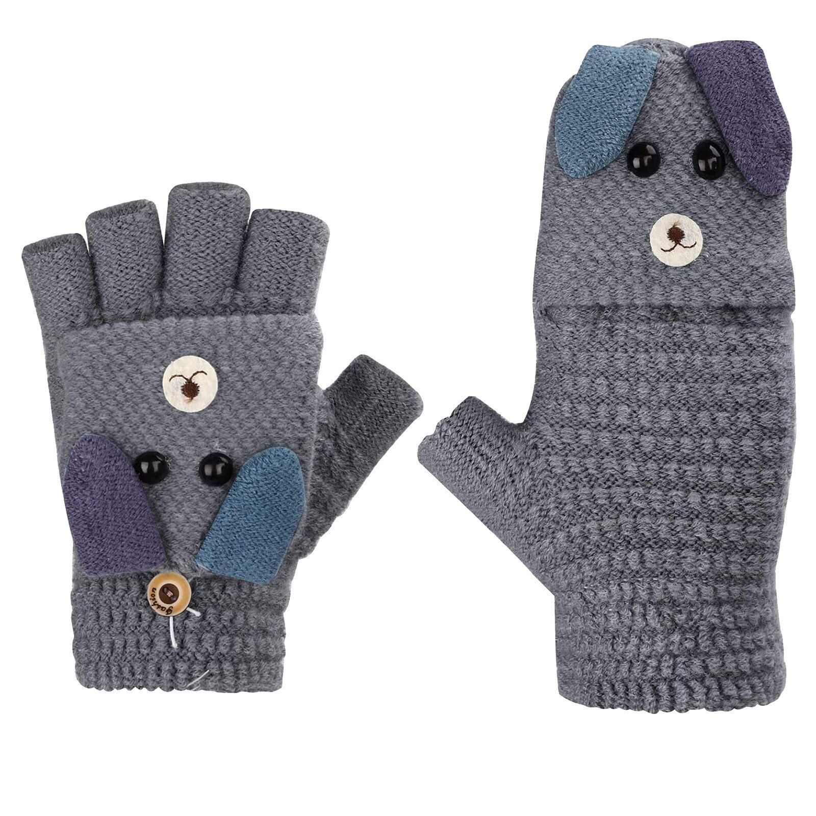 Hotest freundlicher Junge Mädchen Nette Fünf-Gefingert Samt Karikatur Jungen Mädchen Warme Gestrickte Handschuhe Handschuhe
