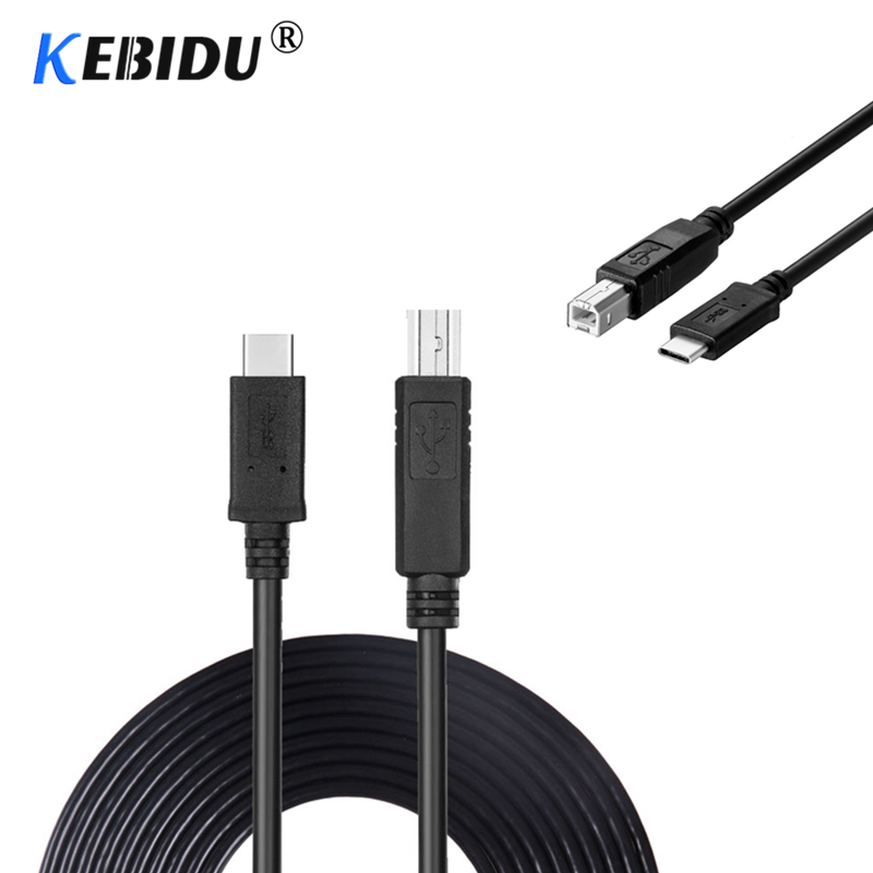 Kebidu USB-C USB 3.1 USB Data Kabel Type C Male Connector naar USB 2.0 Type B Male Data Kabel voor harde Schijf Smart Telefoon Printer