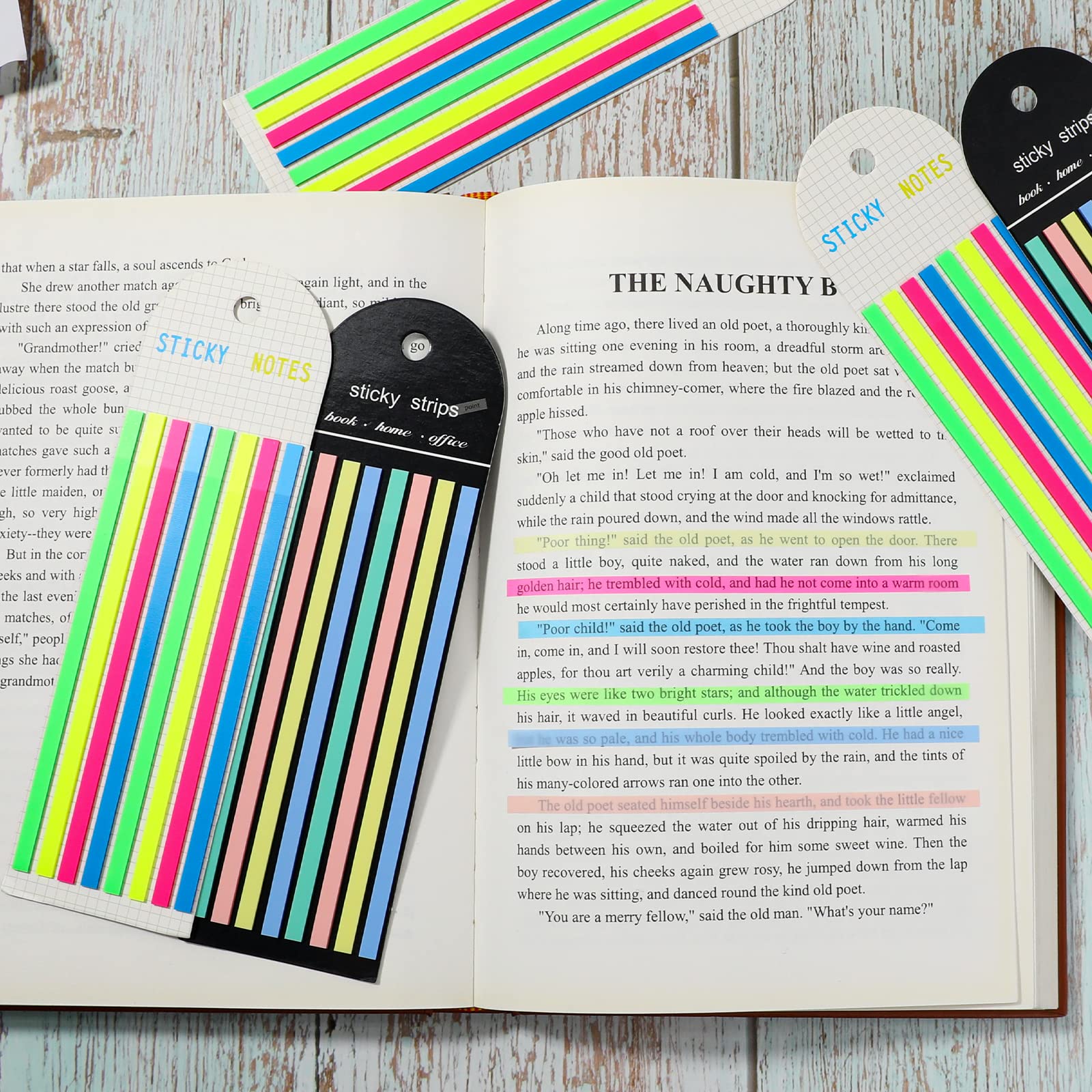 Pegatinas de índice de tiras largas multicolores, pestañas de índice grabables para anotaciones de libros, cinta resaltadora de macarrón para memoria de notas