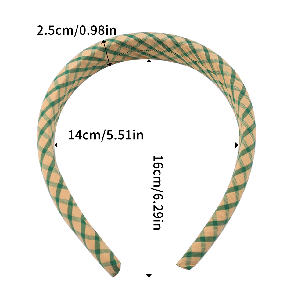 2.5cm Solid Color Plaid Hairband Wide Edge Satin Plaid Sponge Elastic Hair Bands for Women Bandeau Cheveux
