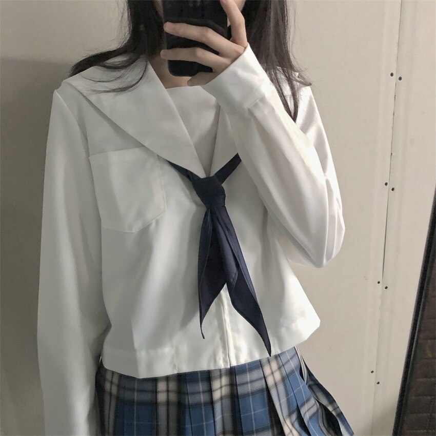Daily Collocation Single Product Triangle Scarf Japanese Cute Preppy Uniform JK Sailor Suit Neckerchief Girl Big Bow Tie Student: Navy blue