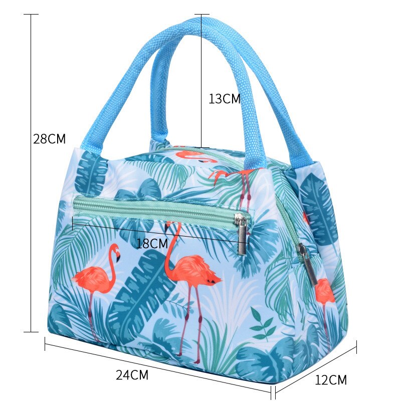 Cute Flamingo Portable Zipper Waterproof Lunch Bags Women Student Lunch Box Thermo Bag Office School Picnic Cooler Bags Bolsos