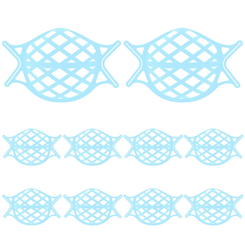 Soporte para mascarilla 3D, soporte transpirable de silicona, PE, protección Facial, herramienta de maquillaje, no se caída y no se desliza, 10 Uds.: 08 10pcs