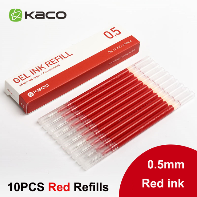 Xiaomi Mijia-Bolígrafo ligero para escritura fluida, boli de pulsación de 0,5mm con recambio de núcleo, disponible en color azul, rojo y negro, ideal para el trabajo, pluma original: 10 KACO Red ink