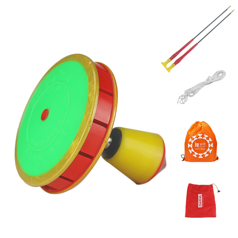 Chinesisches asymmetrisches diabolo 9 lagerspielzeug diabolo-set verpackung mit einkaufsnetz china: Rot und grün