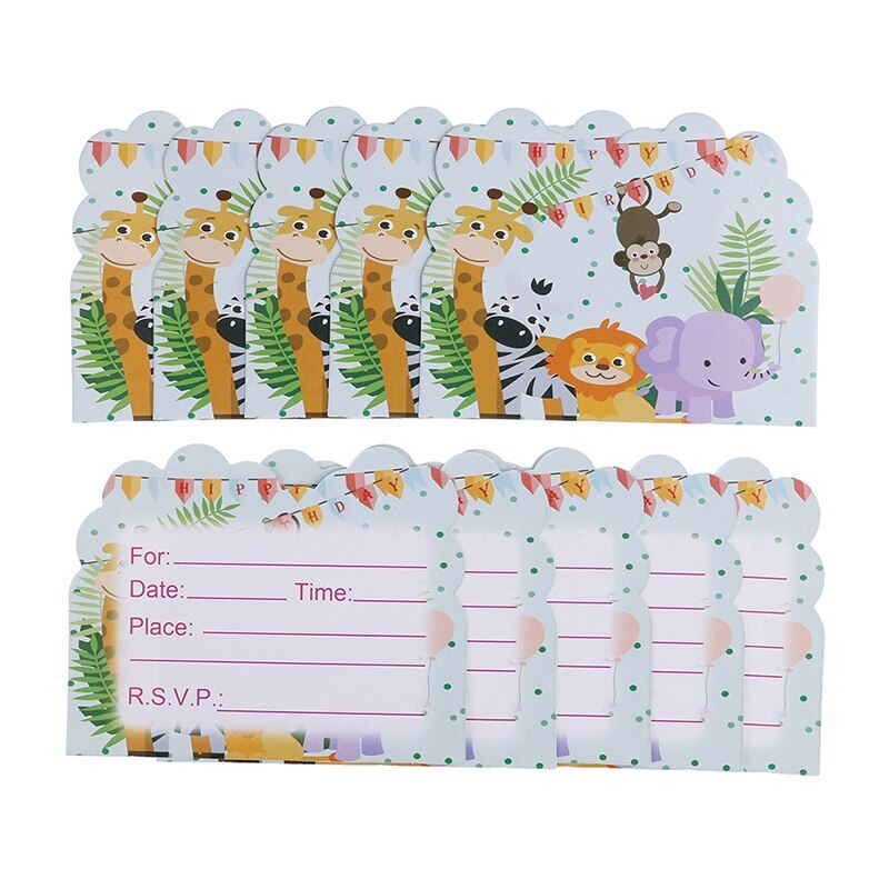 10pcs/set Safari theme invitations cards kids birthday wedding party invitations