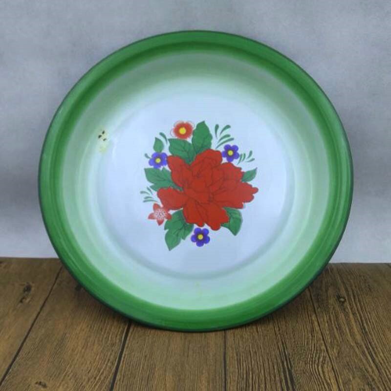 Disco de esmalte nostálgico antiguo, plato de té esmaltado, plato de fruta esmaltado, estilo chino.