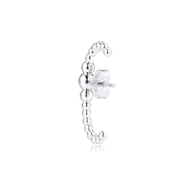 Fandola Echt 925 Sterling Zilveren Oorbellen Rij Van Kralen Enkele Stud Manchet Oorbellen Voor Vrouwen Diy Maken Trinket Sieraden Brincos
