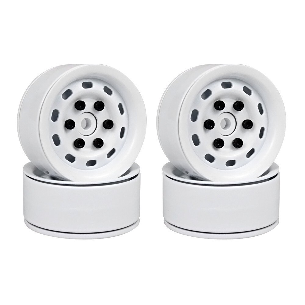 4 PCS Metal Beadlock 1.9 Wheel Rim for 1/10 RC Rock Crawler Traxxas TRX-4 Axial SCX10: White
