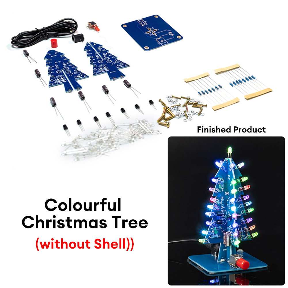 RGB LED blinkender Weihnachtsbaum DIY Bausätze Elektronik Lözehn Bunte 3D Weihnachtsbaum DIY Bausätze zum Lözehn Üben Lernen: Schwarz