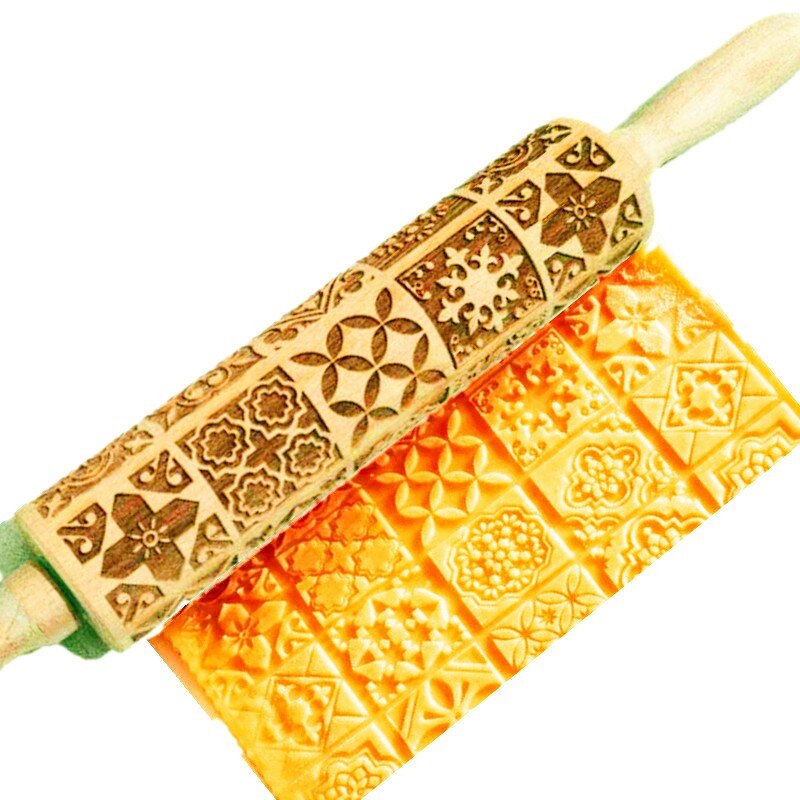 Rouleau à pâtisserie à motif de noël, avec motif de roche, flocon de neige, élan, gaufrage, cuisson, Biscuit, Fondant: European window gril