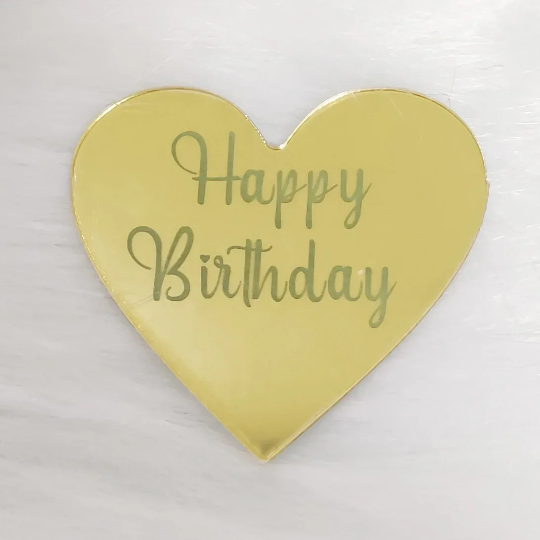 10 stk. tillykke med fødselsdagen cupcake toppers guld akryl cirkel dessert kage gør-det-selv dekorationer indsæt kort børnefødselsdagsfest dekoration: Lysegul