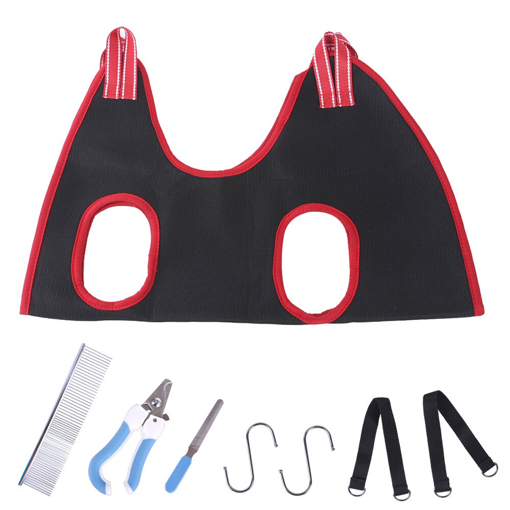 Puppy Dogs Cat Grooming Hammock Harness Dog Hammock Restraint Bag with Nail Clippers/Trimmer Nail File Ear/Eye Care Pet Supplies: Red Set / S