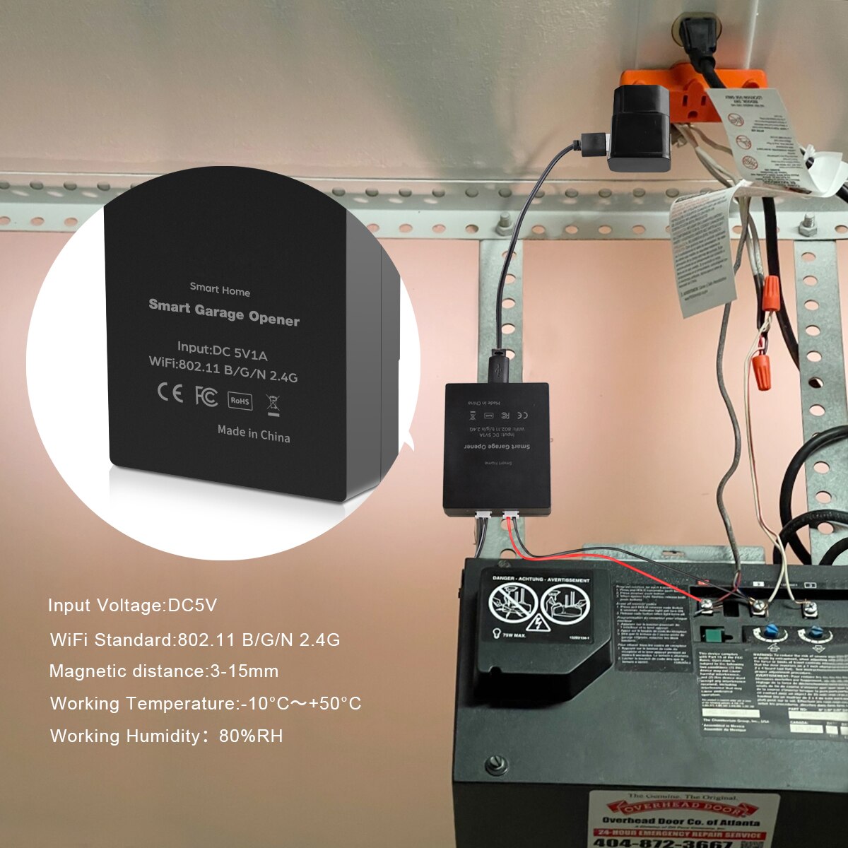 Sensor de apertura de puerta de garaje Apple Homekit, interruptor Wifi, Control por voz Siri, Tuya Smart Life, compatible con Alexa y Google Home