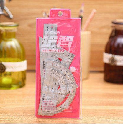 M & G Estudante Põe Os Pés de Metal Governante Triângulo Governante Transferidor Quatro Conjuntos