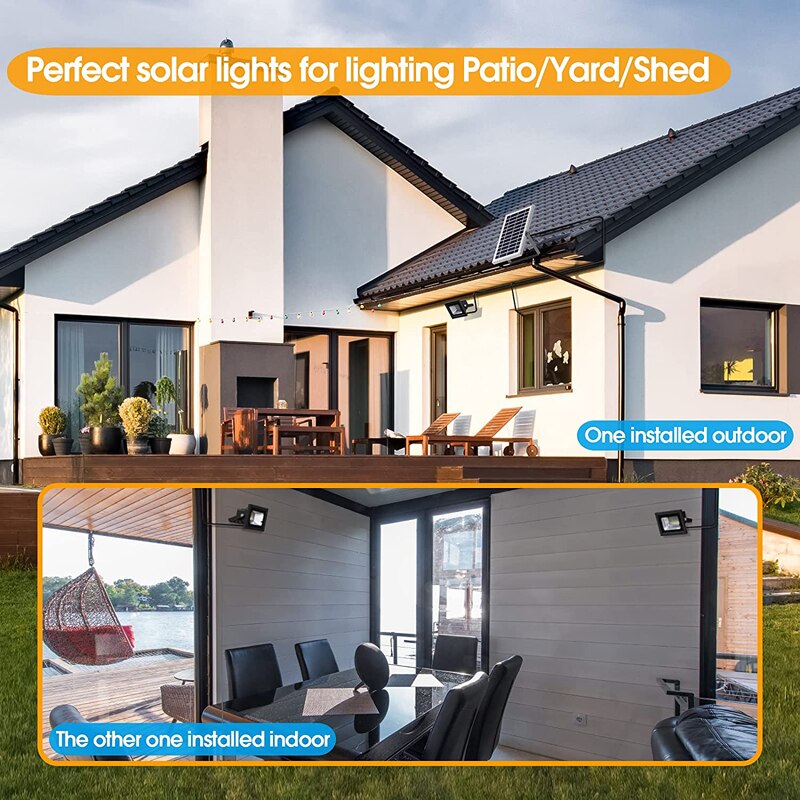 Solar Spotlight Flood Light Bright Outdoor Remote Control Solar LED Street Light Floodlight Panel Sensor