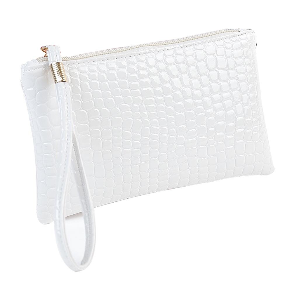 # H30 Mode Vrouwen Portemonnee Solid Lederen Mobiele Telefoon Zak Dame Korte Portemonnee Clutch Rits Coin Card Portemonnee Sleutel purse Mini Bag: White