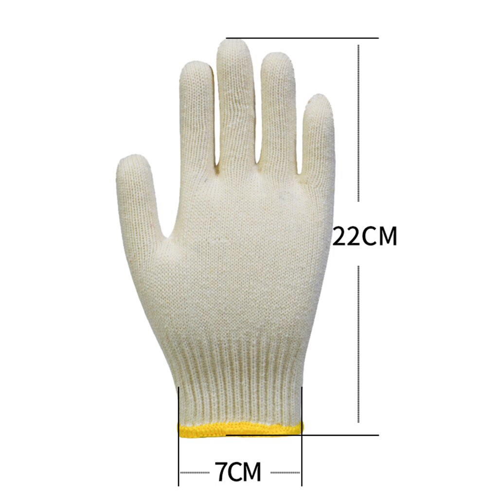 Guantes de trabajo de protección de punto de hilo de algodón para pintor, almacén Industrial, jardinería, hombres y mujeres, color Beige Natural, 12 pares