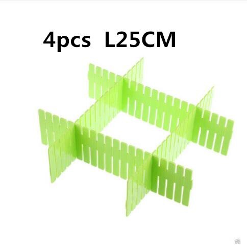 Divisor organizador da gaveta 32*7cm, 4 unidades,, armazenamento, roupa íntima, braçadeira, diy, rede, plástico, separador, caixa de jóias cl6215: 4PCS-green-L25cm