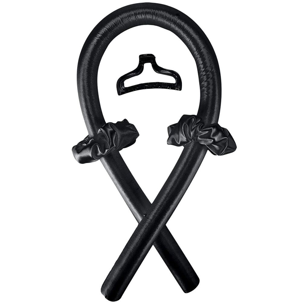 Ruban pour boucler les cheveux sans chaleur, rouleau pour cheveux, ruban pour boucler les cheveux: Black with Clip