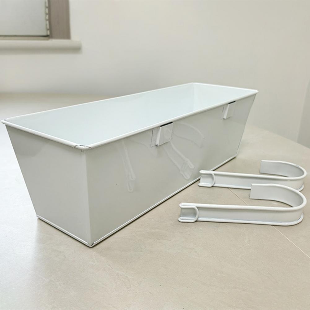 Hangende bloempot Rechthoekige relingplantenbak met drainagegat 16-inch plantenbak met haken voor balkonveranda of dek