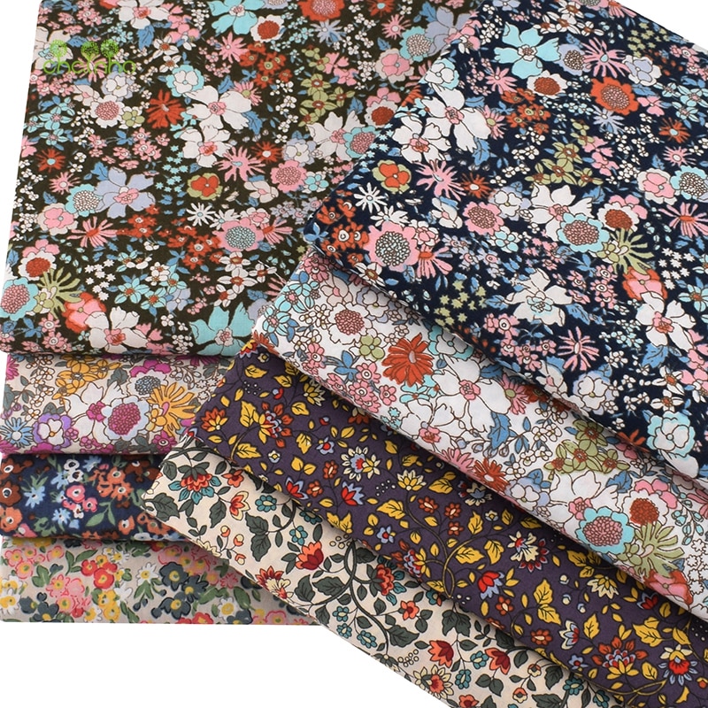 Chainho,8 Stks/partij, Bloemen Gedrukt Patchwork Doek, Effen Katoenen Stof, diy Naaien En Quilten Poplin Materiaal Voor Baby & Kind, PCC093