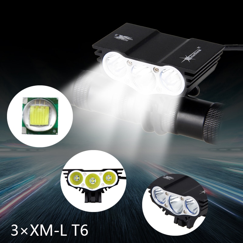 Heldere 5000Lm 3x Xml T6 Led Licht Voor Fiets Koplamp 4 Modes Fietsen Lamp Met 6400 Mah Batterij Set