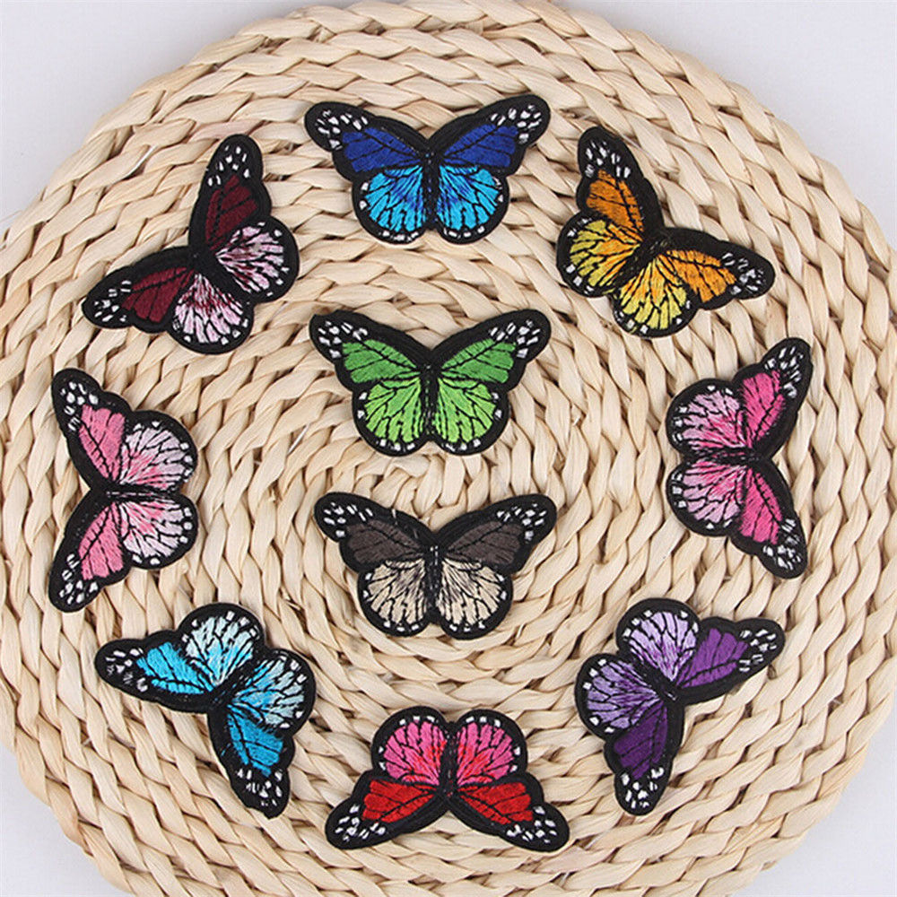 2X Embroidery Butterfly Sew On Patch Badge Embroidered Fabric Clothing Embroided Sticker Repair