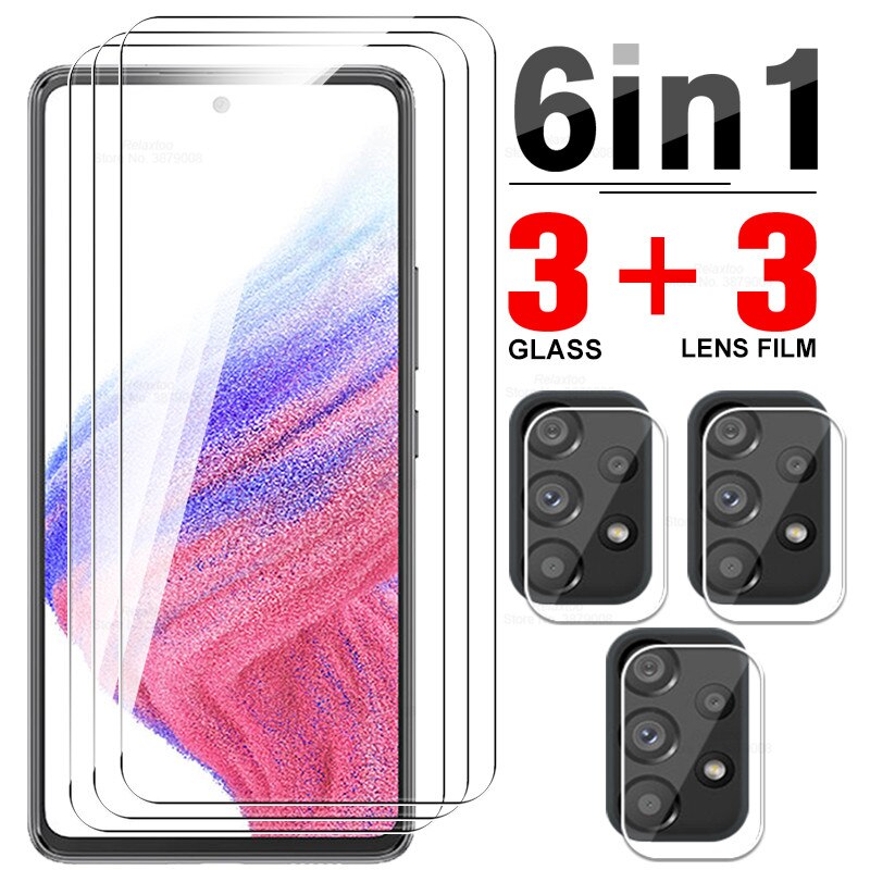 6in1 Camera Lens Protective Glass For Samsung Galaxy A53 5G Tempered Screen Protector Sumsung A53 A 53 6.5inches Full Cover Film: For Samsung A53 5G