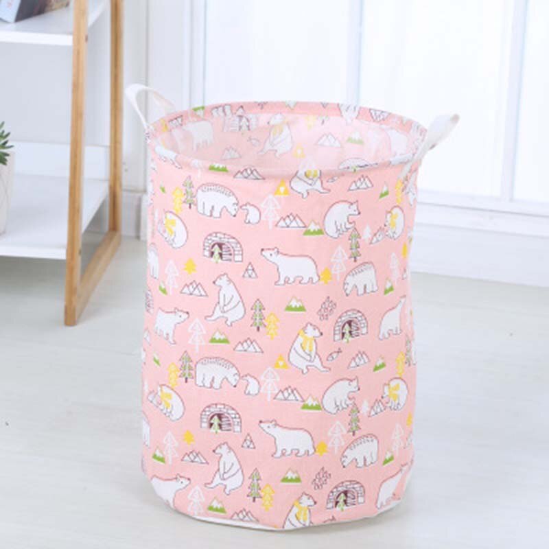 Pink Ribbon Bow Storage Basket - 40×30×30cm Collapsible Laundry Hamper & Toy Organizer For Kids